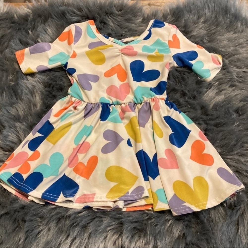 Blue and Orange Fit and Flare Casual Dress with Short Raglan Sleeves